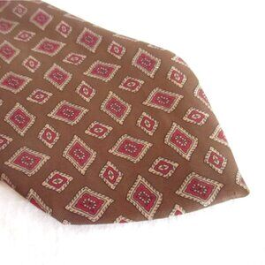 Vintage Silk Neck Tie 3” 56" Brown Medallion Print Coburne Square
